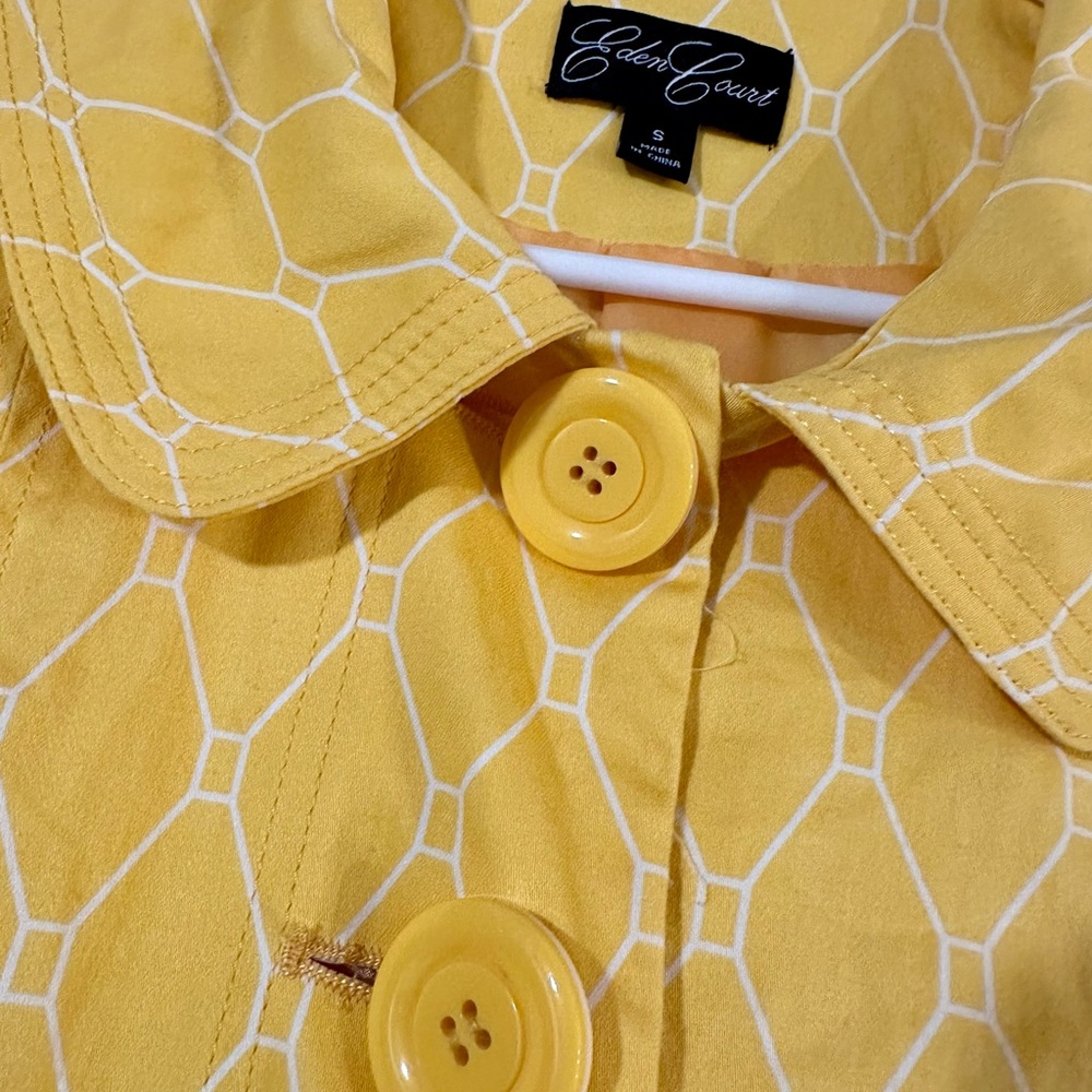 Yellow White Button Down Collared Shirt Flair Fun… - image 2